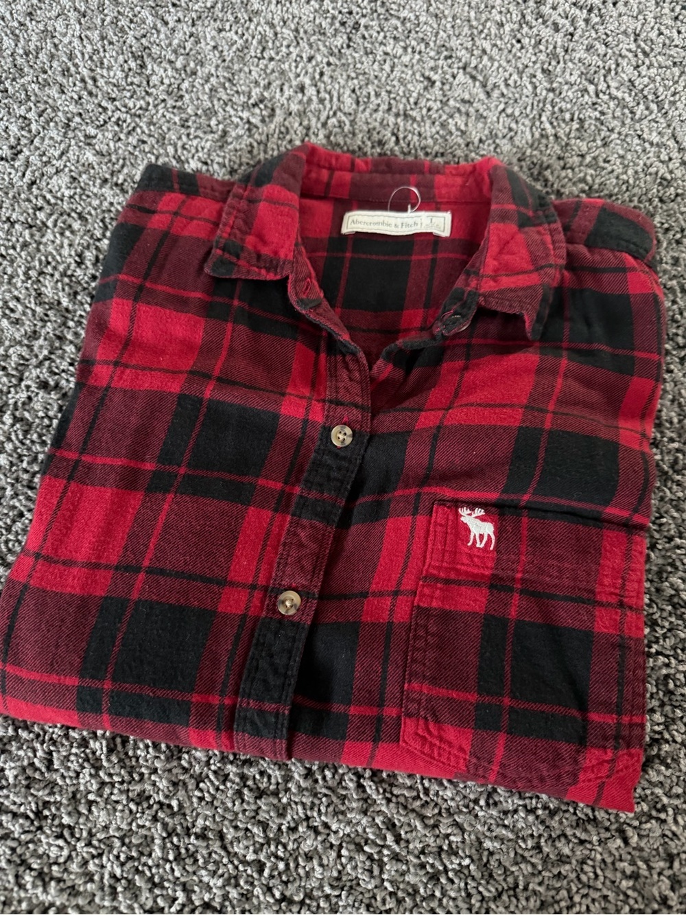 Abercrombie & Fitch Red Black Buffalo Plaid Soft Flannel Shirt L NWOT